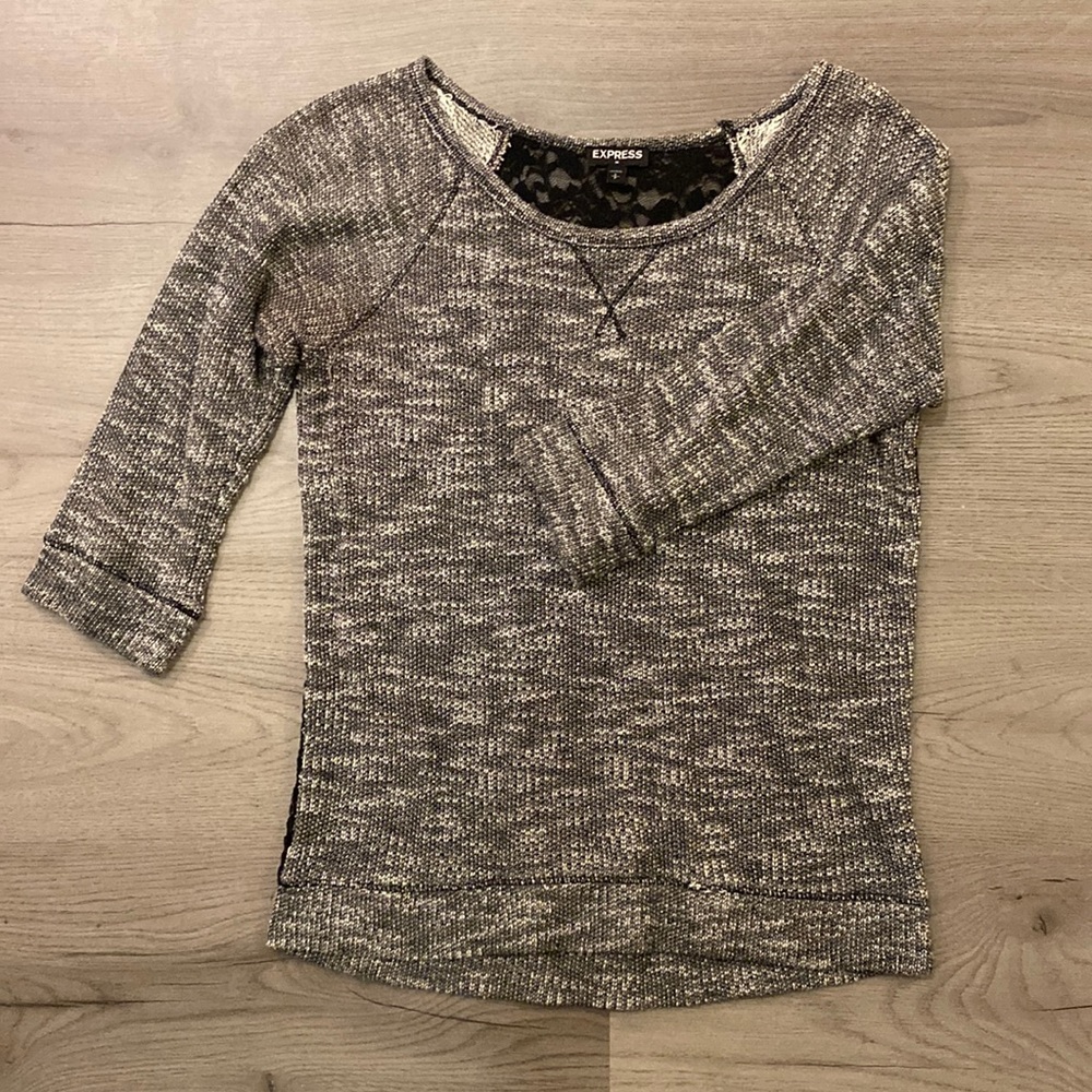 Express 3/4 sleeve sweater with lace back